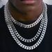 Men's Jewelry Stainless Steel Smooth Buckle Encryption Four Sided Grinding Cuban Necklace Real Gold Electroplating Hip Hop Titanium Steel_ipsvogv.com