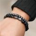 Men's Beaded Bracelet Set Map Stone Black Gallstone Cross Bracelet Elastic Three Piece Bracelet_ipsvogv.com