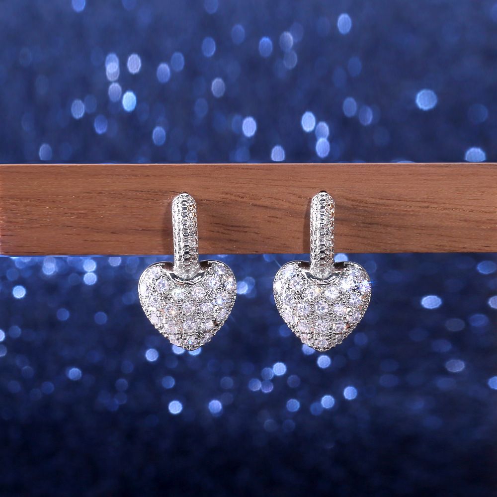 Cao Shi's New Korean Version Goddess Set With Zirconium Peach Heart Earrings, Network Fashion Accessory, Same Style_ipsvogv.com