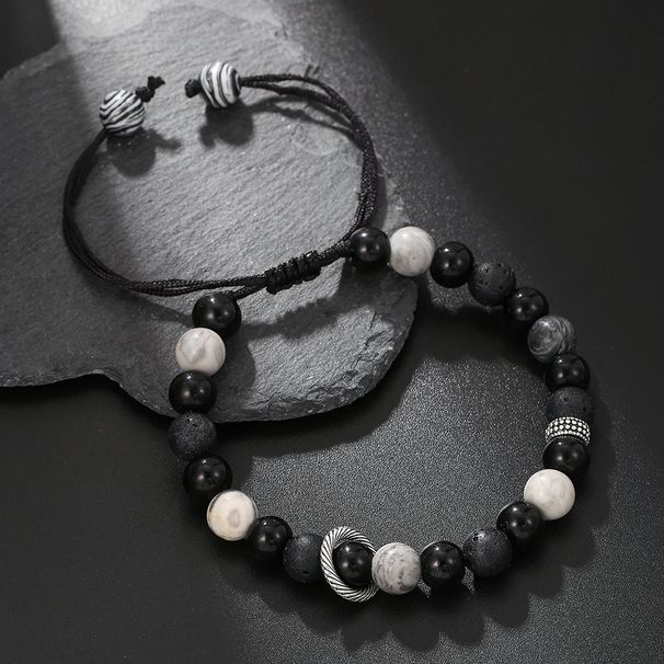 Live Hot Sale Adjustable Bead Bracelet For Women 8/10mm High Grade Volcanic Stone Bead Bracelet For Boyfriend Gift_ipsvogv.com