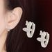 Korean Butterfly Diamond Earrings For Women Fashion Creative Inlaid Zircon Animal Ear Cuffs Silver Studs_ipsvogv.com