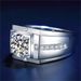 S Pure Silver New Men's Four Claw Fashionable Japanese and Korean Knights Luxury Round Package Mosang Stone Ring for Men_ipsvogv.com