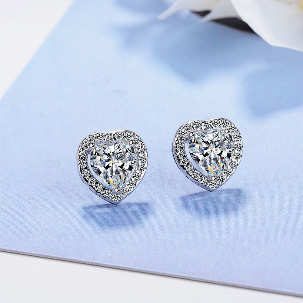 Fashion Diamond Heart Shaped Zircon Earrings Earrings Temperament Earrings_ipsvogv.com