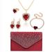 Love diamond necklace earrings ring bracelet four piece set high end bridal jewelry evening bag handbag female_ipsvogv.com
