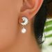 Simple and fresh Korean version sweet style women's with high-end feeling curved moon inlaid pearl design earrings_ipsvogv.com