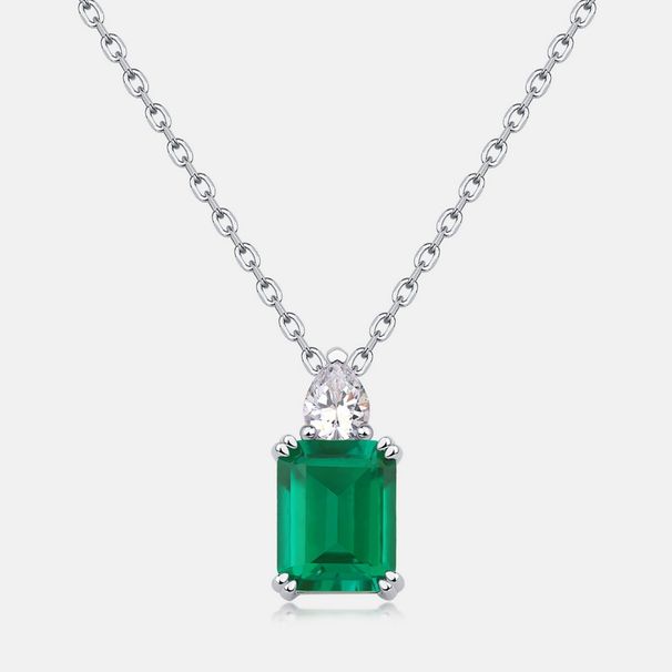 Cultivated emerald vintage pendant S925 silver claw inlaid diamond clavicle pendant light luxury fashion_ipsvogv.com
