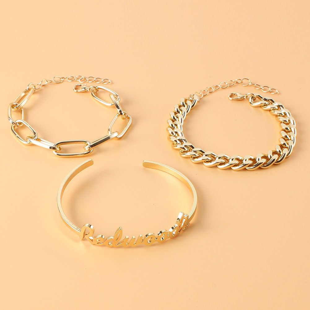 Jewelry Fashion Simple Personality Metal Chain Bracelet English Letters Multi Layer Hand Jewelry_ipsvogv.com