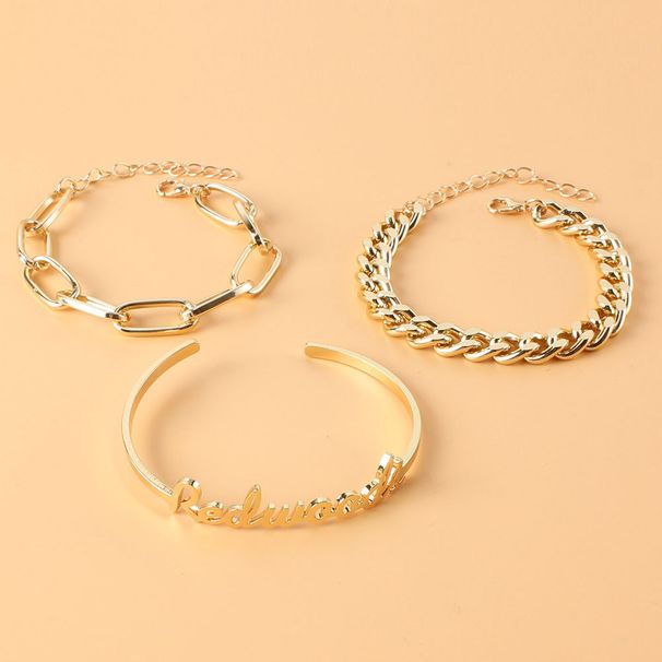 Jewelry Fashion Simple Personality Metal Chain Bracelet English Letters Multi Layer Hand Jewelry_ipsvogv.com