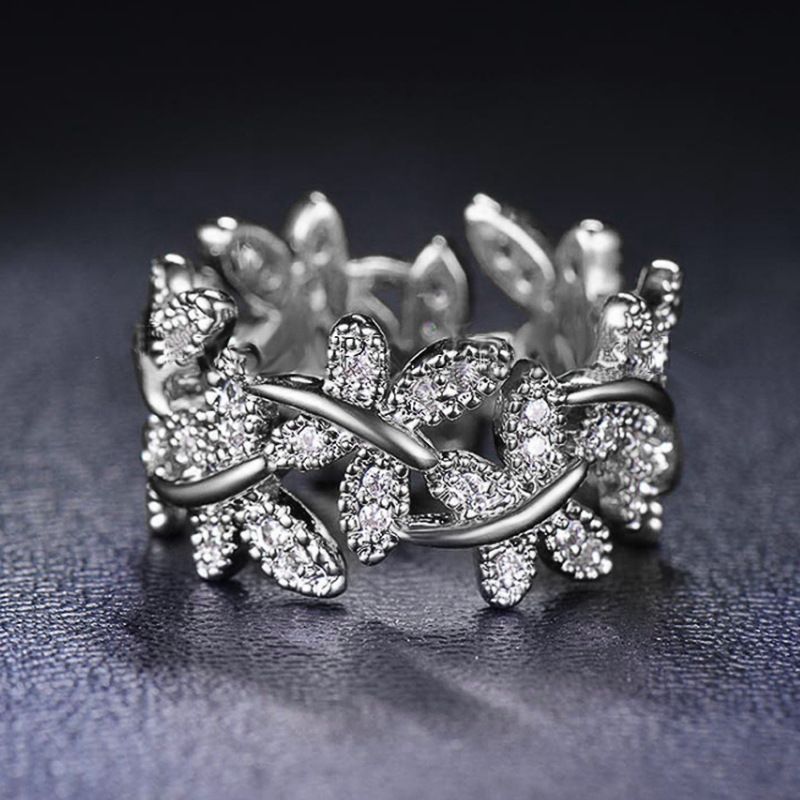 Cao Shi's Korean version of the high-end floral ring, butterfly dancing, exquisite leaves, rings, branches, vines,_ipsvogv.com