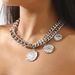 N11583ZA Metal Chain Necklace, Creative and niche Design, Minimalist Round Label Pendant, Collar Neckchain_ipsvogv.com