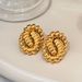 Real Gold Electroplated Titanium Steel Vintage Retro Twisted Twist Unique Earrings_ipsvogv.com