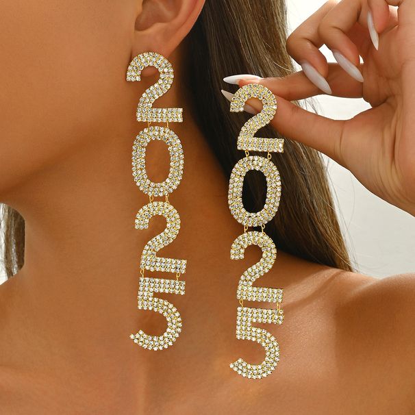 2025 new style with female personality, niche digital design, diamond studded earrin, fashionable and versatile_ipsvogv.com
