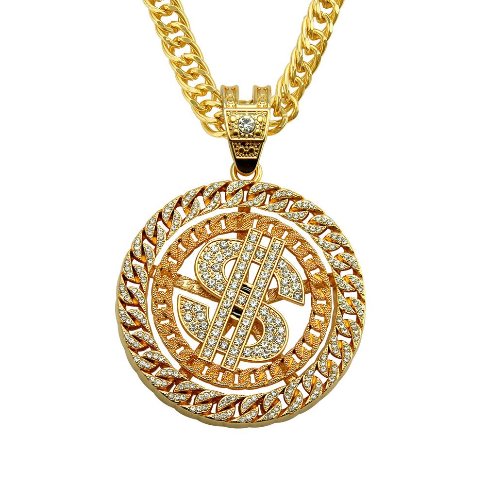 Creative new item, domineering and exaggerated hip-hop men's diamond studded US dollar pendant necklace_ipsvogv.com