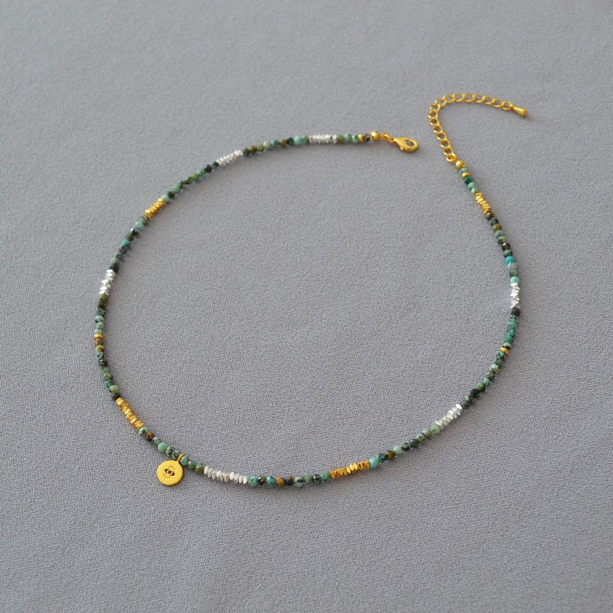 Romantic Literature In The Mediterranean Turquoise Silver Beads Türkiye Eye Pendant Necklace Women_ipsvogv.com