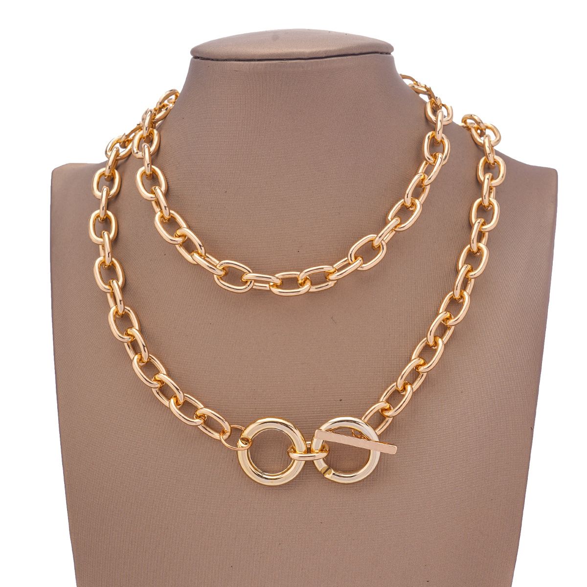 Jewelry Trend, Personality, Aluminum Chain, Multi-layer Ne, Women's Fashion, Geometric Metal Buckle, Collarbone_ipsvogv.com