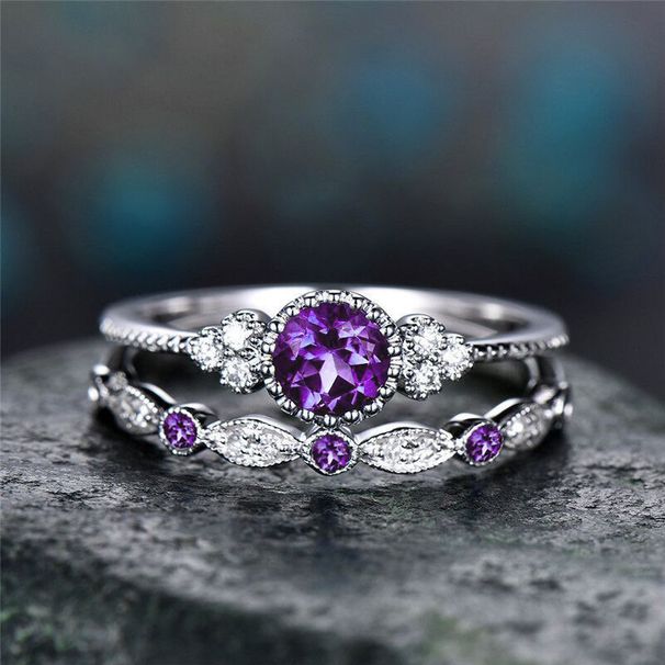 Fashion Versatile Zircon Women's Two Piece With Micro Set Green Ring Jewelry_ipsvogv.com