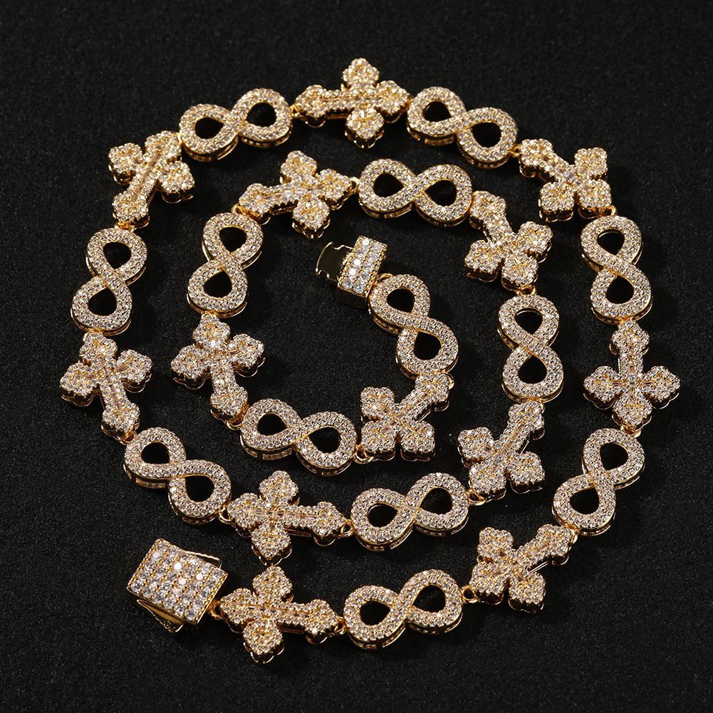 Men's Jewelry Hip Hop Cross Pendant Necklace With Cubic Zirconia 8 Chain Trendy Geometric Design For Men And Women_ipsvogv.com