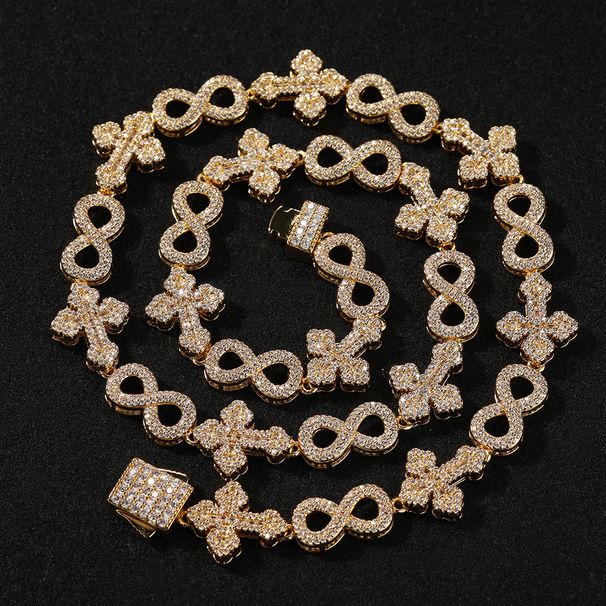 Men's Jewelry Hip Hop Cross Pendant Necklace With Cubic Zirconia 8 Chain Trendy Geometric Design For Men And Women_ipsvogv.com