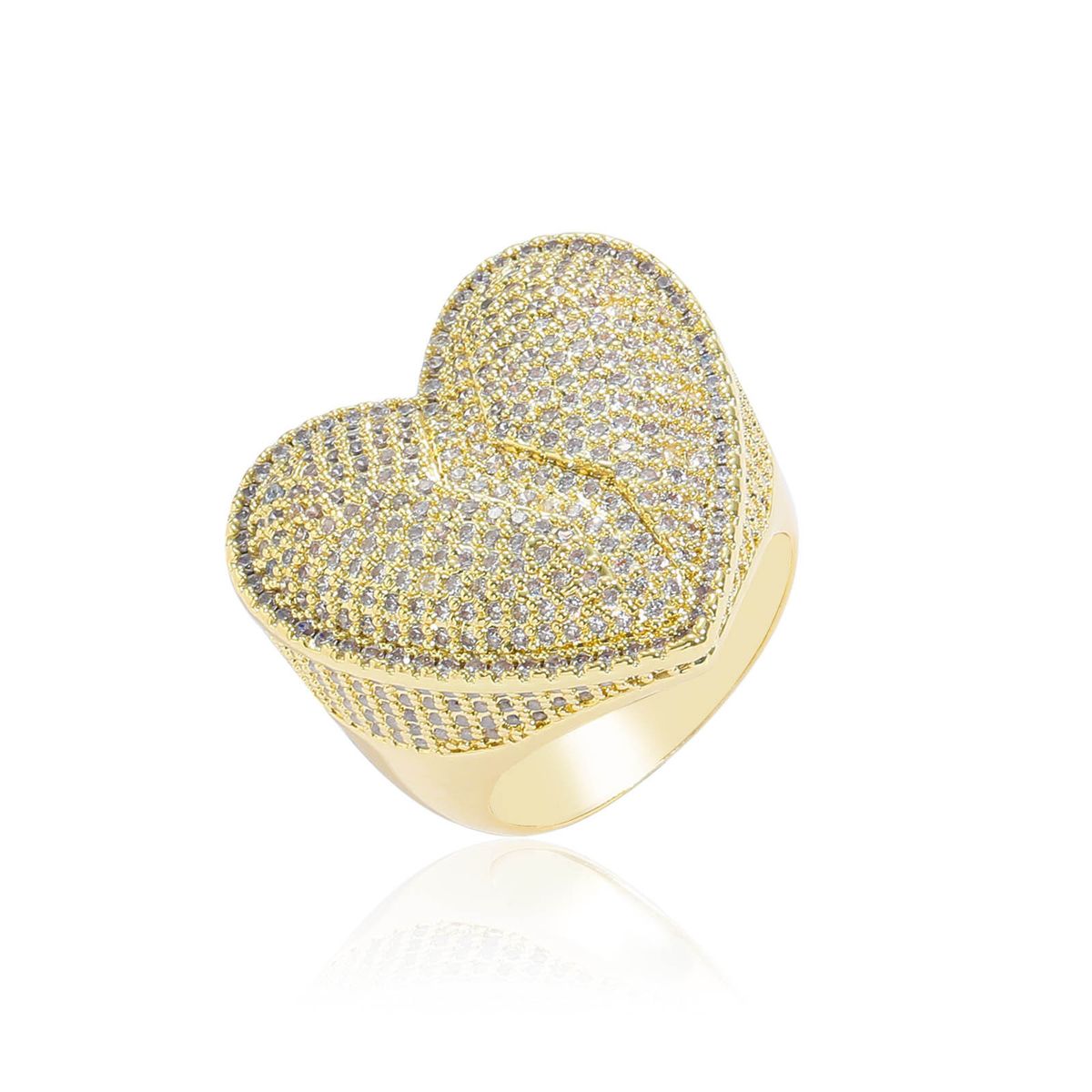 Unisex Jewelry Fashion New Hip Hop Love Heartbreak Ring Personality Trendy Rapper Hip Hop Accessories Heart Shaped Zircon Ring_ipsvogv.com