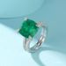 Light luxury atmosphere emerald green ring S925 silver inlaid synthetic emerald index finger ring_ipsvogv.com
