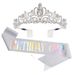 Pink Girl Etiquette Belt Rose Gold Birthday Party Decoration Props Crown Shoulder Strap Queen Ribbon Set Gift_ipsvogv.com