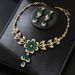 Diamond-Encrusted Water Drop Flower Tassel Necklace And Earrings Elegant Delicate Clavicle Chain Light Luxury High-End_ipsvogv.com
