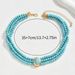 French Fashion Retro Geometric Beaded Necklace Simple Turquoise Multi Layer Design Long Chain Alloy Clavicle Chain_ipsvogv.com