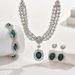 Women’s Jewelry Set Fashion Temperament Luxury Sapphire Necklace Earrings Bracelet Four Piece Set Women's Jewelry Wedding Dress_ipsvogv.com