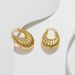 Hollow Thread Spiral Oval Ear Ring Personalized Coarse Heavy Duty Ear Ring Brass Plated with True Gold_ipsvogv.com