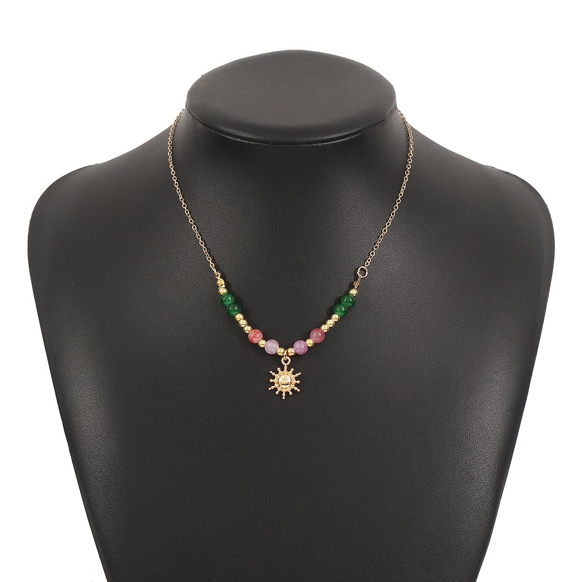 N12095 New Chinese Sun Inlaid Pearl Necklace with Instagram Style High Grade Glass Beads Layered Collar Chain_ipsvogv.com