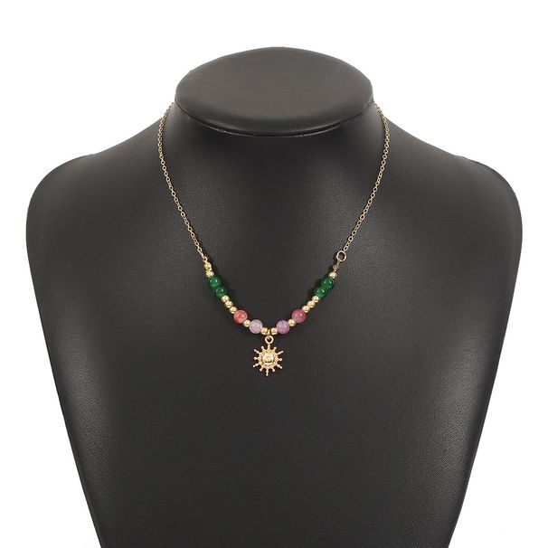 N12095 New Chinese Sun Inlaid Pearl Necklace with Instagram Style High Grade Glass Beads Layered Collar Chain_ipsvogv.com