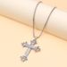Exaggerated Ancient Silver Alloy Flower Vine Cross Necklace Gothic Hip Hop Pendant Sweater Chain Fashion Accessories_ipsvogv.com