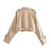 New women's European and American style belted long sleeved short casual windbreaker jacket_ipsvogv.com
