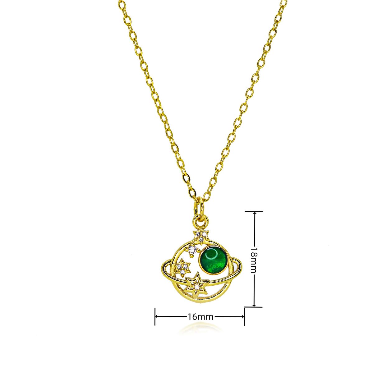 Gold Plated Copper Planet Necklace - Micro Inlaid Rhinestone DIY Pendant, Unique Personality Jewelry For Women & Men_ipsvogv.com
