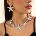 Ocean Vacation Style Starfish Pendant Necklace, Fashionable And Personalized Geometric Metal Face Accessories Set_ipsvogv.com