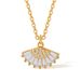 Copper plated K real gold fan shaped zircon light luxury style clavicle chain can be stacked and worn with shell design fashionable love necklace_ipsvogv.com