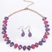 Fashion temperament colored crystal gem diamond earrings necklace clavicle chain personality niche jewelry set female_ipsvogv.com