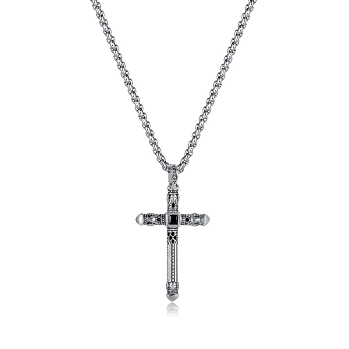 Men's Jewelry Retro Cross Titanium Steel Pendant Personalized Stainless Steel Punk Style Necklace_ipsvogv.com