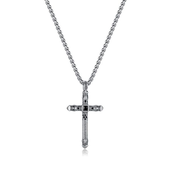 Men's Jewelry Retro Cross Titanium Steel Pendant Personalized Stainless Steel Punk Style Necklace_ipsvogv.com