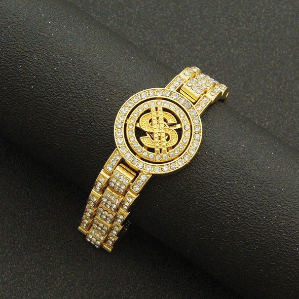 Hip Hop Men's Rotating Dollar Watch with Trendy Personality Cool Full Diamond Punk Bracelet_ipsvogv.com