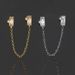 Unisex simple chain piercing ear bone studs for women double zircon screw mini ear studs popular earrings_ipsvogv.com
