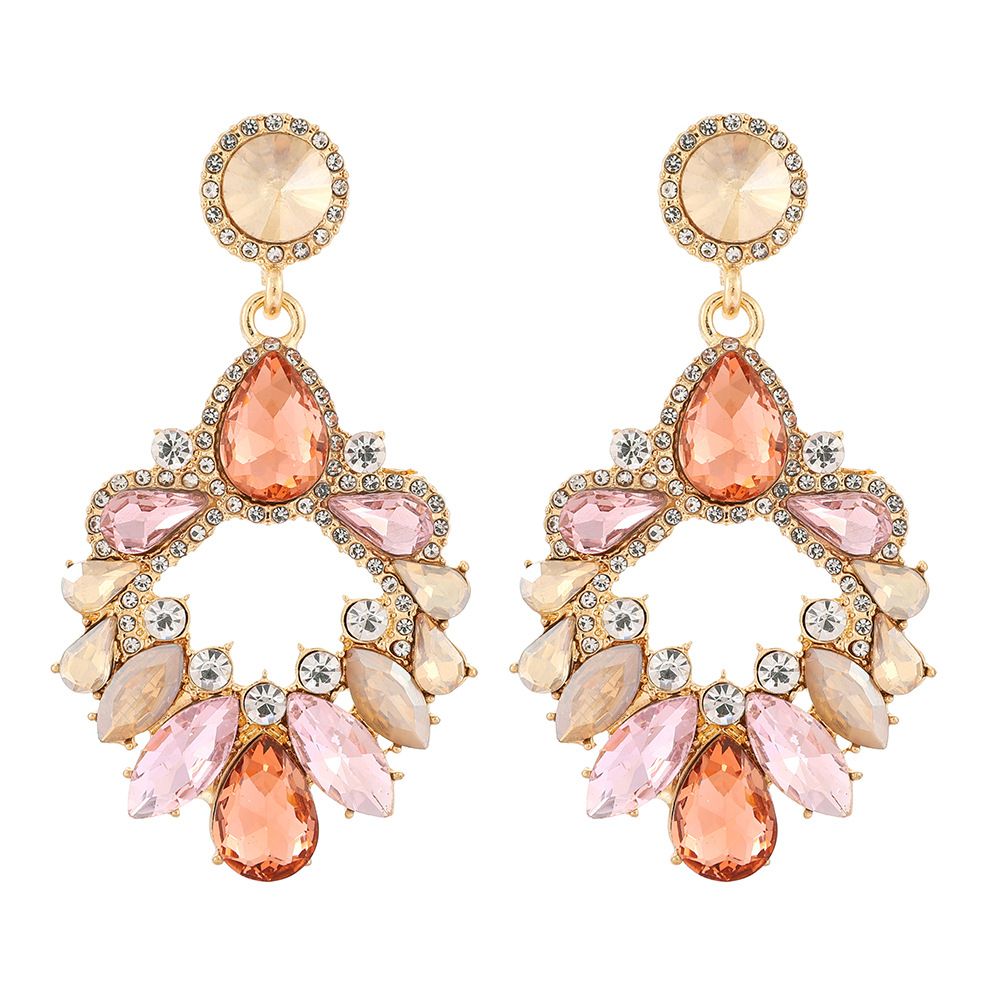 Fashionable colorful multi layer water drop earrings, charming water glass geometric shape temperament and versatile earrings_ipsvogv.com