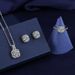 Simulated Sparkling Moissanite Diamond Live Three-Piece Set Necklace Earrings Ring Women Pendant Jewelry_ipsvogv.com