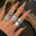 Jewelry Distressed Floral Pattern Set, Jointed Ring, Exaggerated Punk Style Open Mouth Ring_ipsvogv.com