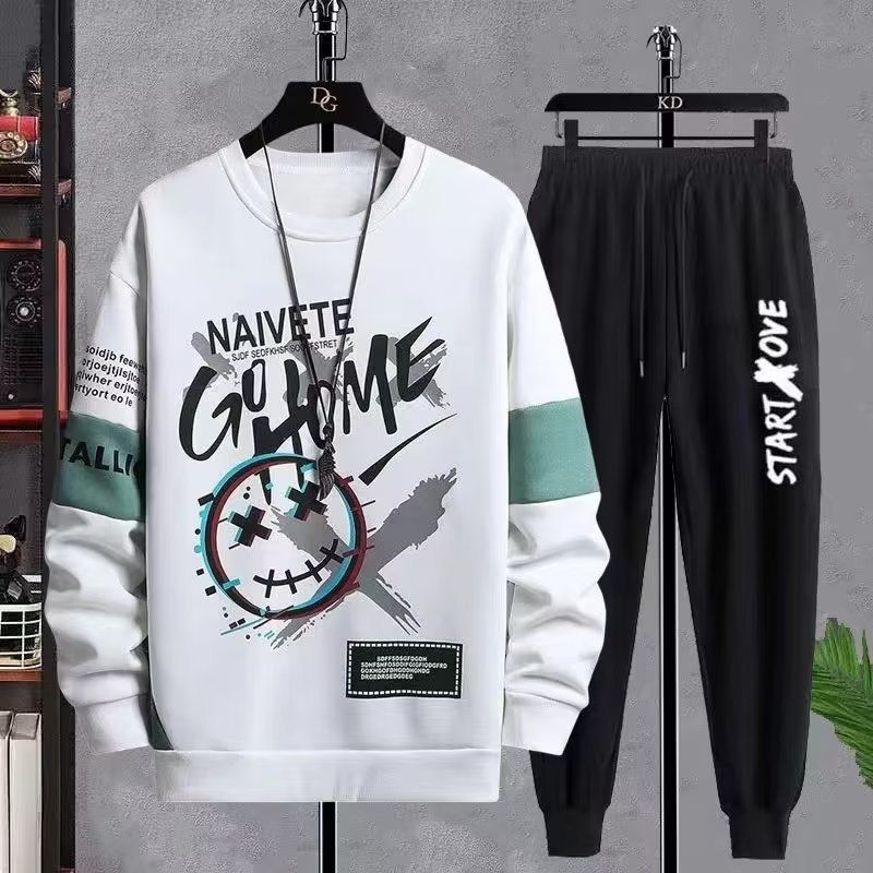 Men's Clothing Casual sports suit sweatshirt men's spring and autumn printed men's autumn clothes loose two piece suit men's clothing wholesale_ipsvogv.com