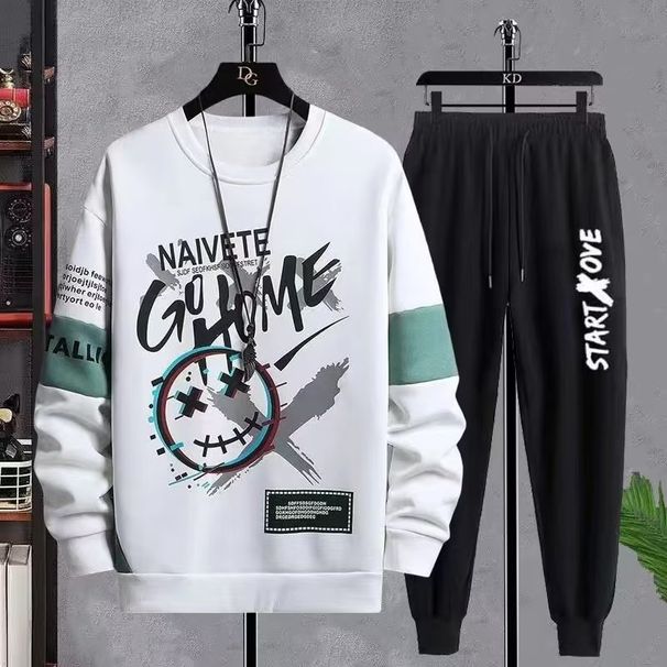 Men's Clothing Casual sports suit sweatshirt men's spring and autumn printed men's autumn clothes loose two piece suit men's clothing wholesale_ipsvogv.com