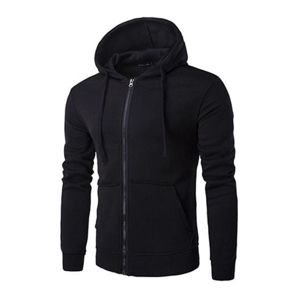 Men's Clothing New Spring and Autumn Style Zipper Hooded Sweatshirt Men's Cardigan Sweatshirt Long Sleeve Solid Color Sweatshirt_ipsvogv.com