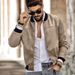 Man's clothing Suede stand collar men's button-up cardigan jacket casual trendy coat for men_ipsvogv.com