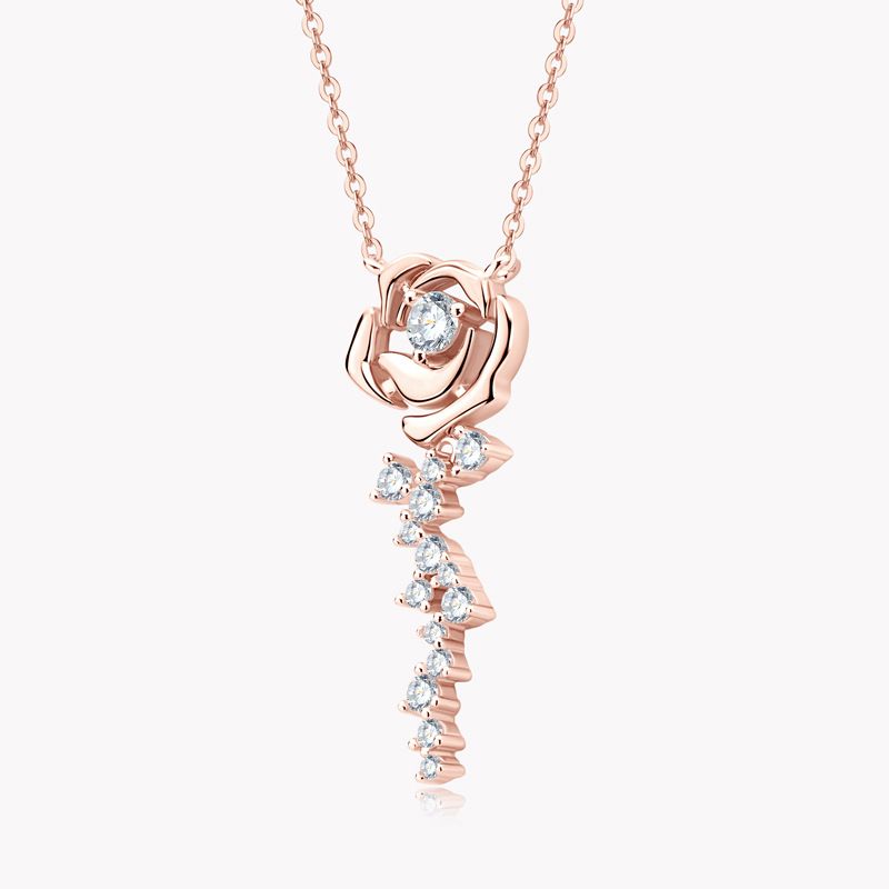 2024 new niche versatile Instagram style rose gold necklace Mosang pure silver collarbone chain_ipsvogv.com