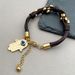 creative leather rope gold bead metal buckle bracelet hamsa Fatima palm evil eye jewelry_ipsvogv.com